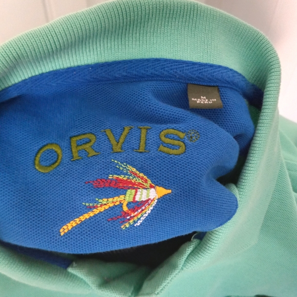 ORVIS Men's Signature Green Polo Shirt M Cotton Sh - Picture 2 of 5